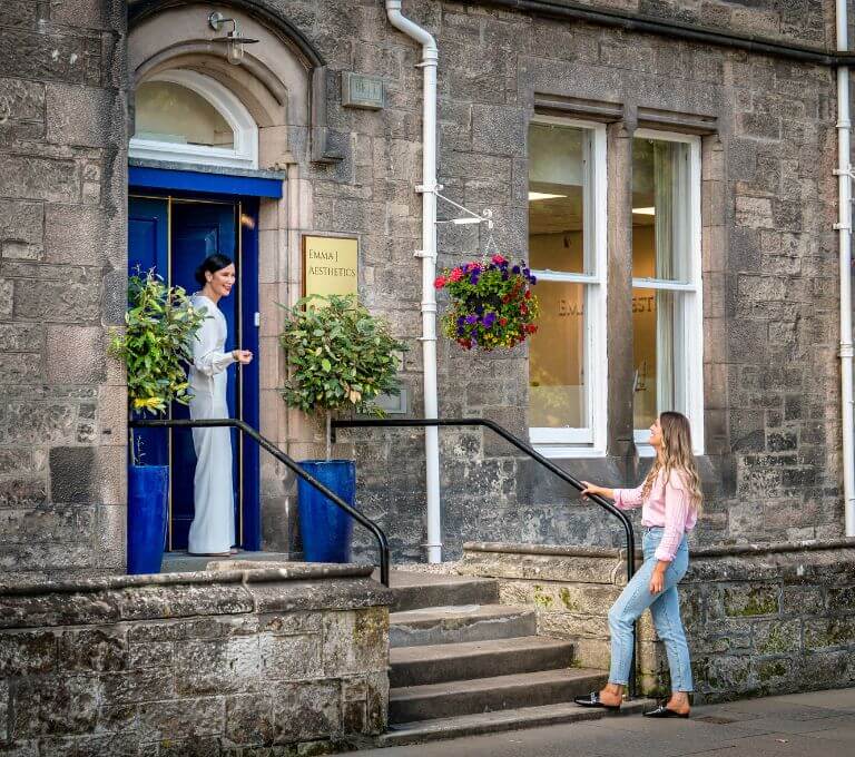 Woman arriving at Inverness clinic for dermal fillers