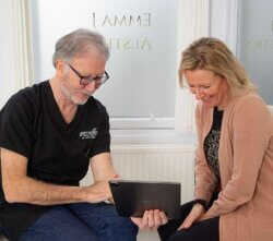 Dr John elder during a skincare consultation at Emma J aesthetics in Inverness